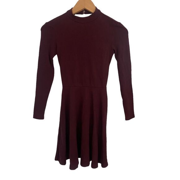 American Apparel Violetta Skater Maroon Dress Sz XS - Picture 1 of 7